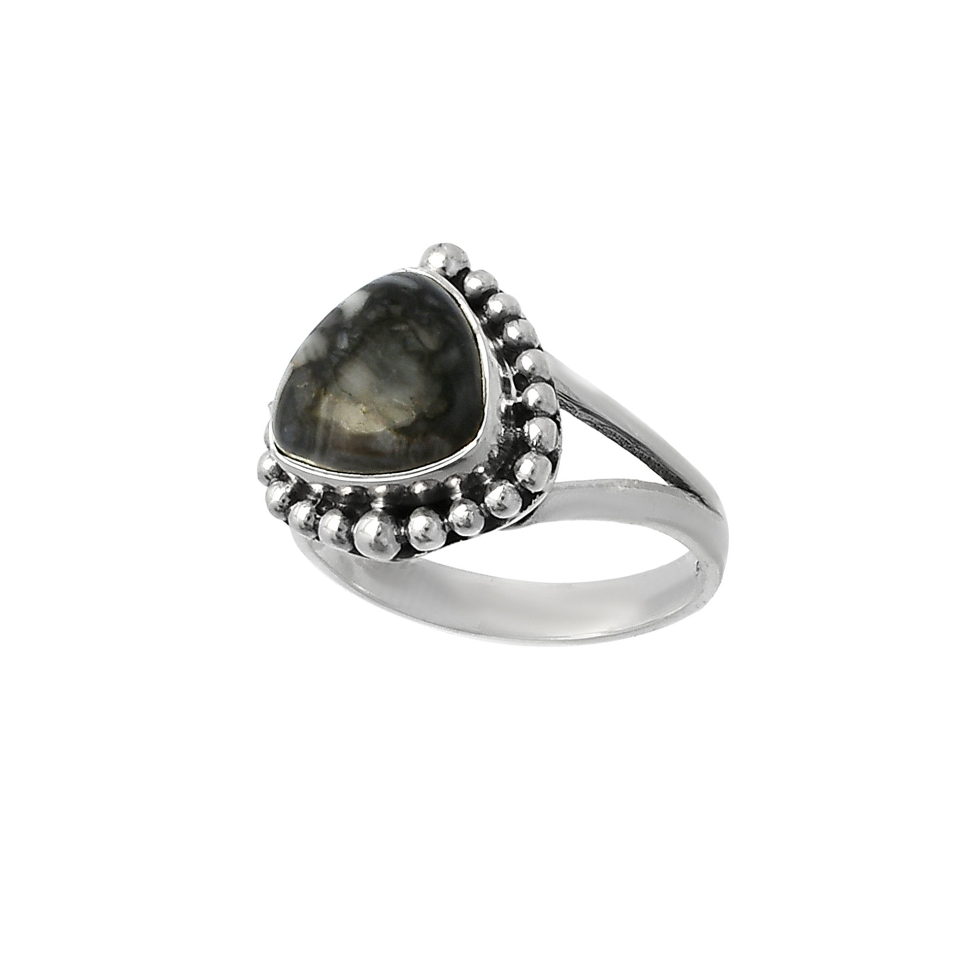 残り1点】Natural Mexican Cabbing Fossil Ring – Silver 925